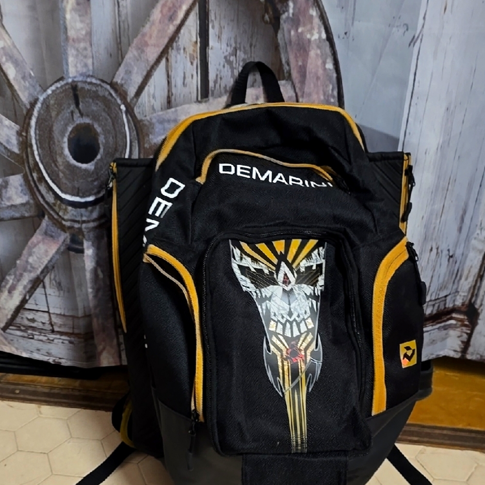 Black and Yellow Backpack with Skull Design
